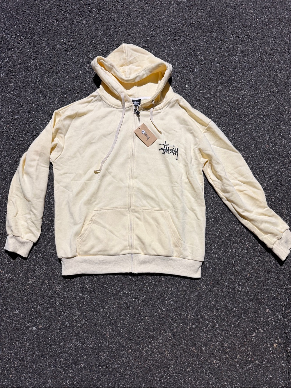 Stussy Cream Men's Zip-Up Hoodie